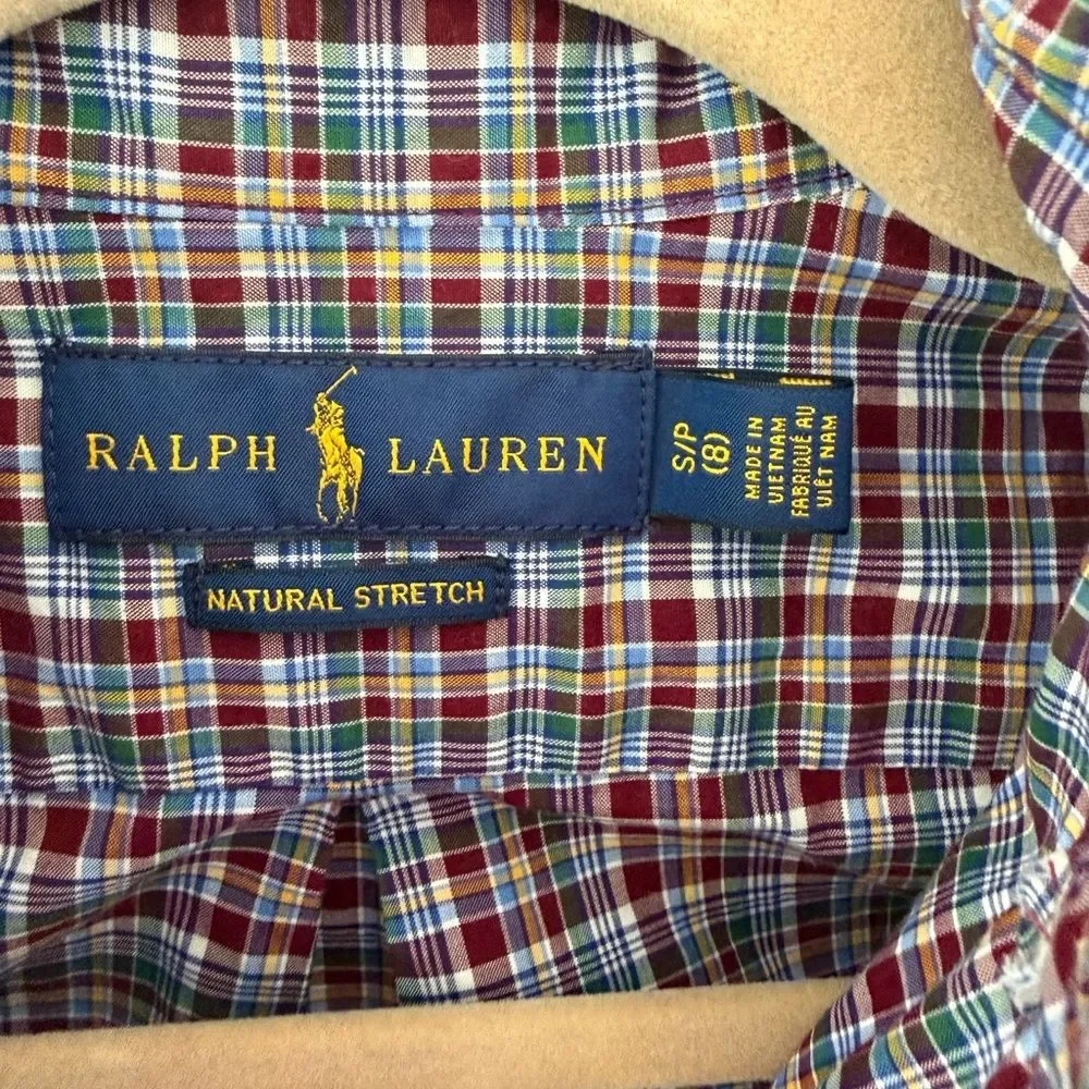 Ralph Lauren Kids Plaid Button-Down Shirt - Red, Blue, Green size small (8)